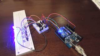 Using a shift register (SN74HC595N) to drive 8 LEDs using just 3 Arduino pins
