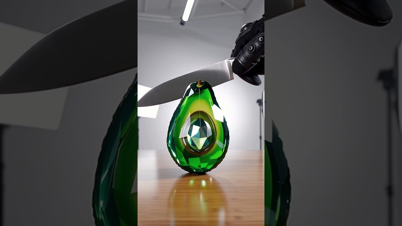 Oddly Satisfying AI ASMR 🥑 Hyper-Realistic Crystal Avocado Slicing Sounds 