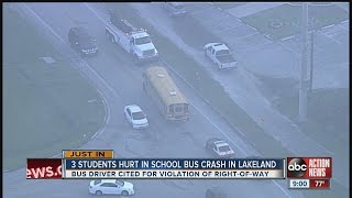 3 students hurt in school bus crash in Lakeland