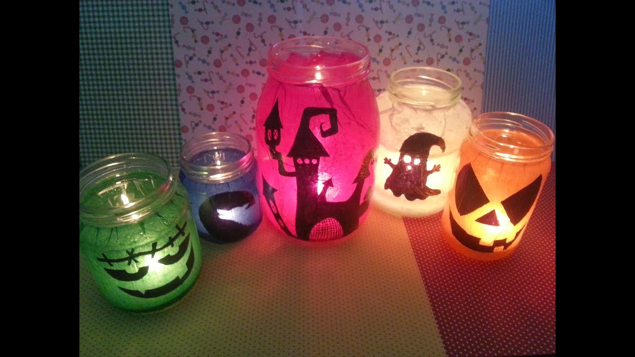 Tutorial: lanterne di halloween riciclando i barattoli ( riciclo ... A Lampade Fatte decorazione Mano