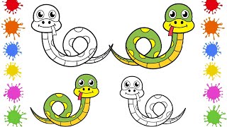 How to Draw and Color a Snake in Easy Steps | Snake Coloring Page