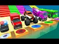 Monster trucks potholes flatbed long trailer truck car rescue  cars vs deep water