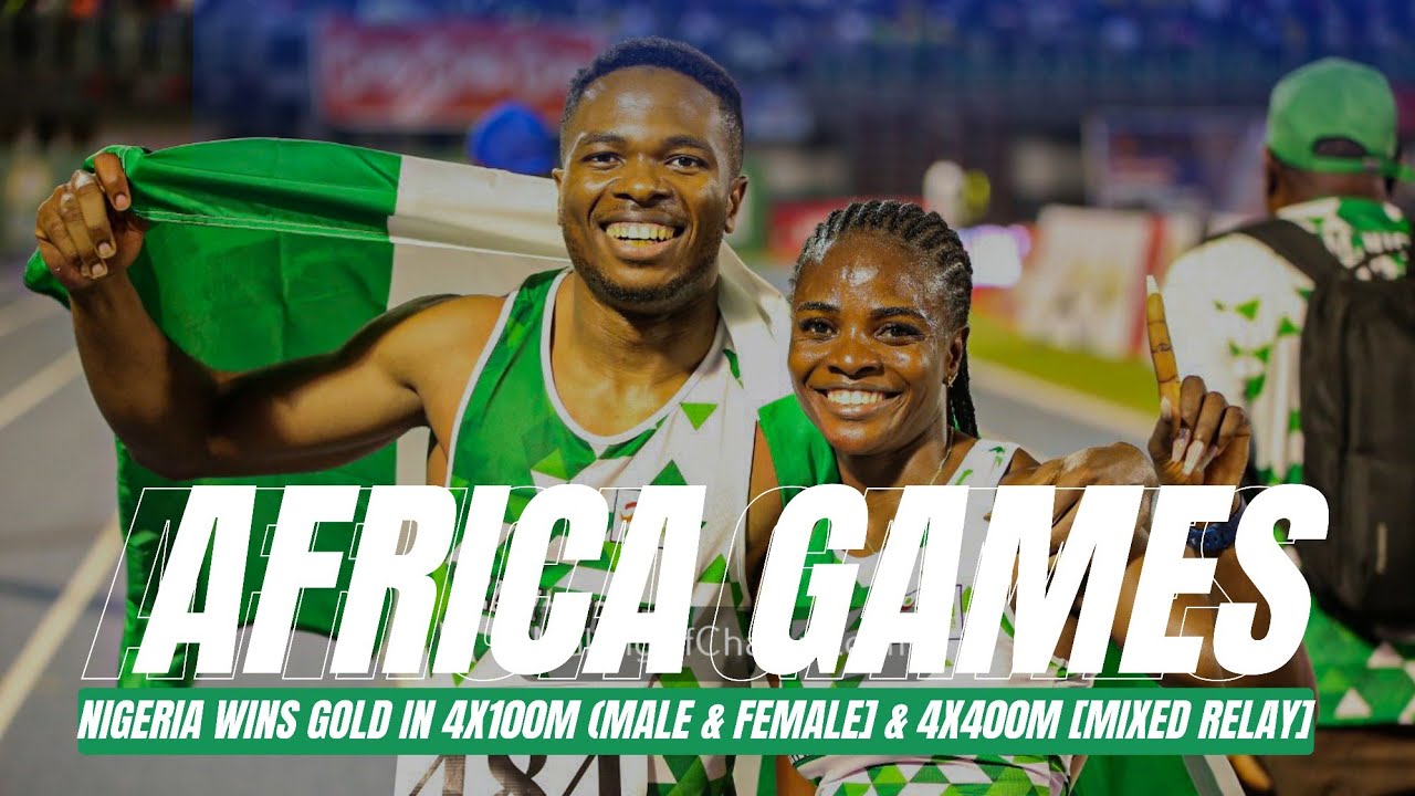 Nigeria wins GOLD in 4x100m Relay (Men), 4x100m Relay (Female) and 4x400m Relay (Mixed) at the AAG