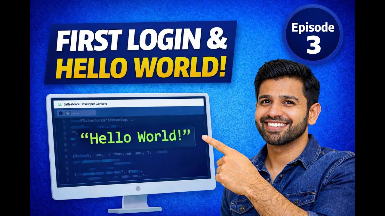 3. Salesforce Learning Episode3 First login to Developer Org Console My First Hello World Program