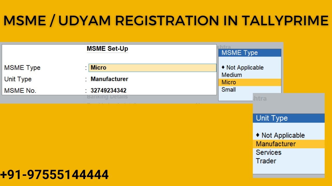 MSME/Udyog registration Number in Tally Prime - YouTube