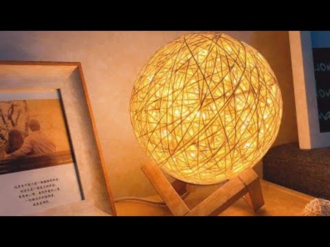 ديكور# أباجورة كرات خيط الخيش بالبالون للمنزل.twine light sphères