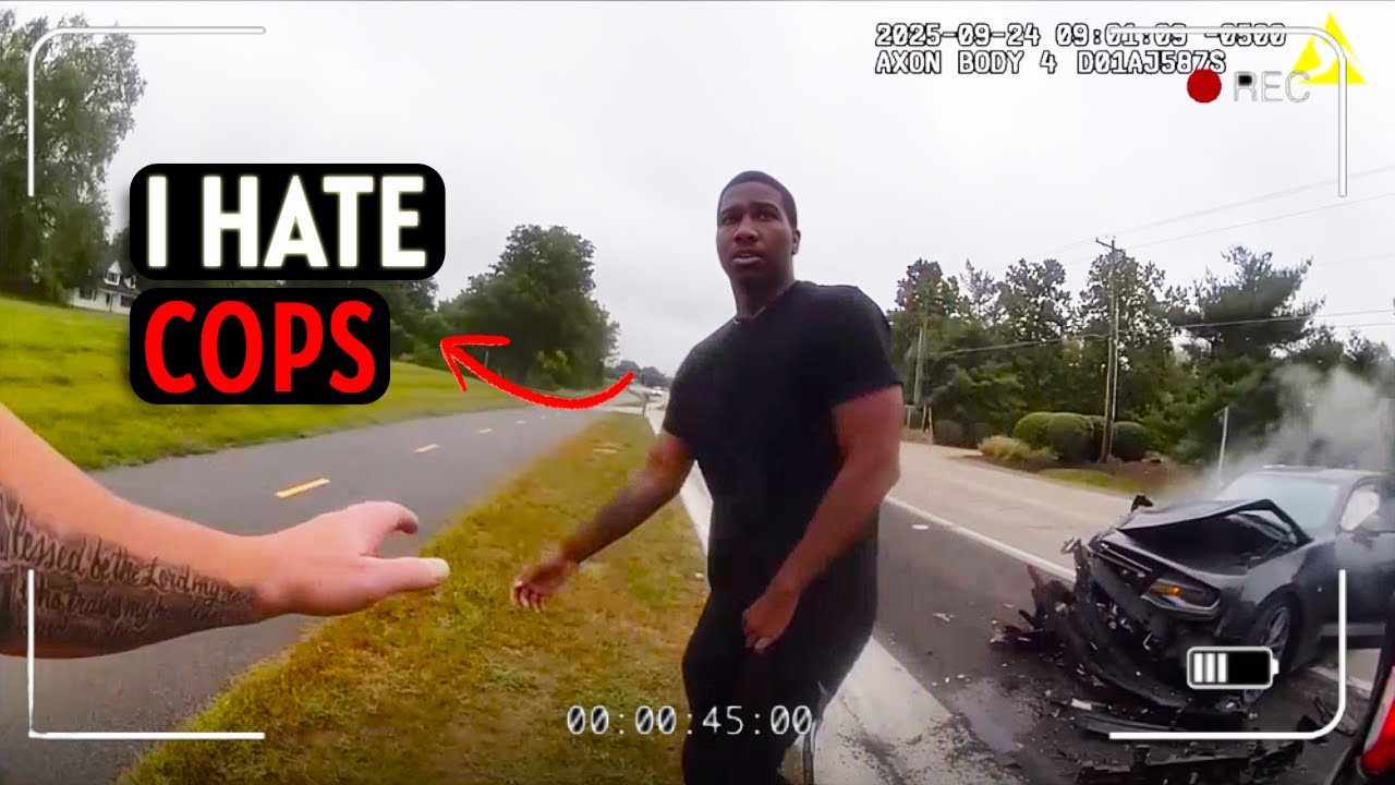 Driver Crashes Into Police Car Because He " Hates Cops'' - YouTube