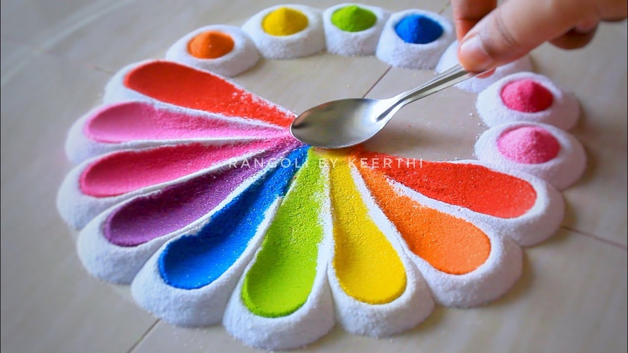 Simple rangoli design Easy rangoli l  Diwali rangoli designs with colours l vat purnima rangoli