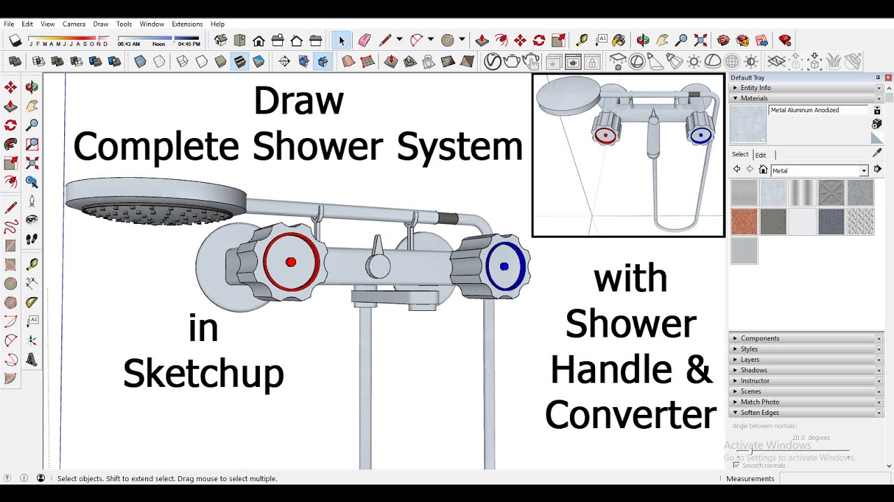 Shower Machine Photodraw Infront Back draw shower in sketchup - YouTube