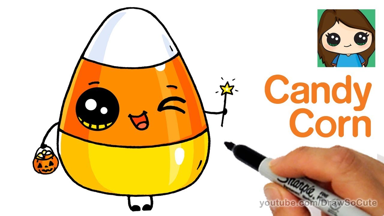 How to Draw Cute Candy Corn Easy | Cartoon Food - YouTube