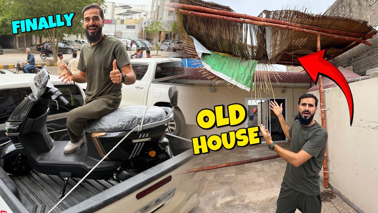 Purane ghar ki chat gir gai 😳 Electric bike ko naye ghar ley gae 🏍️