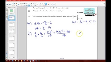 AQA FP1 Further Pure 1 June 2016 Q1 Roots of quadratics