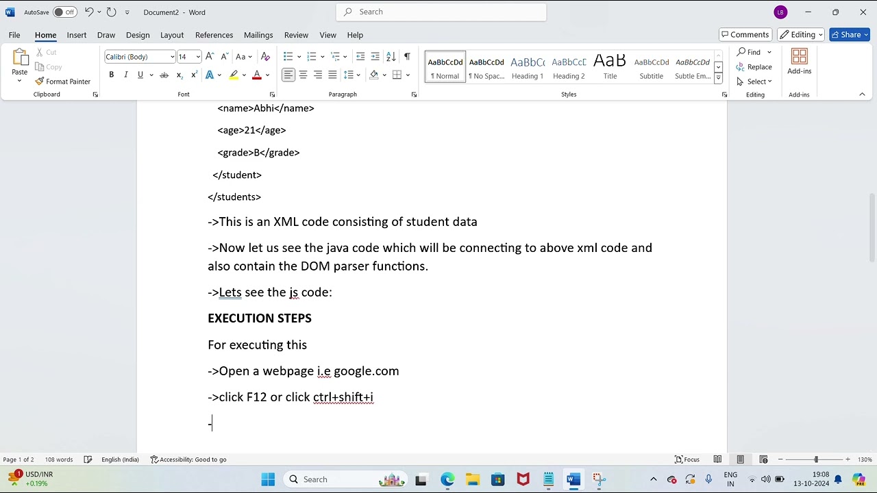 0537-Execution of xml DOM parser