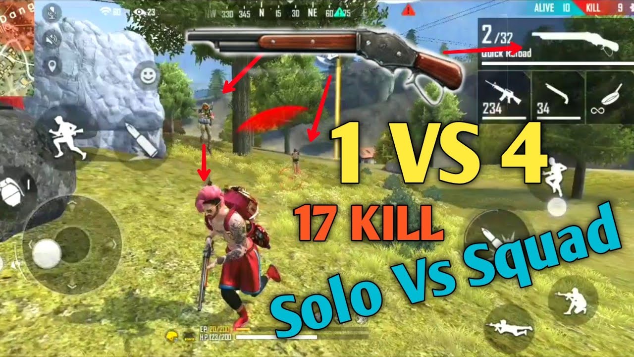 Solo Vs Squad 17 Kill Gameplay / M1887 Best ShotGun / Garena Free Fire ...