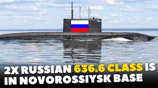 Two russian Submarines Semi-Submerged at Novorossiysk Base