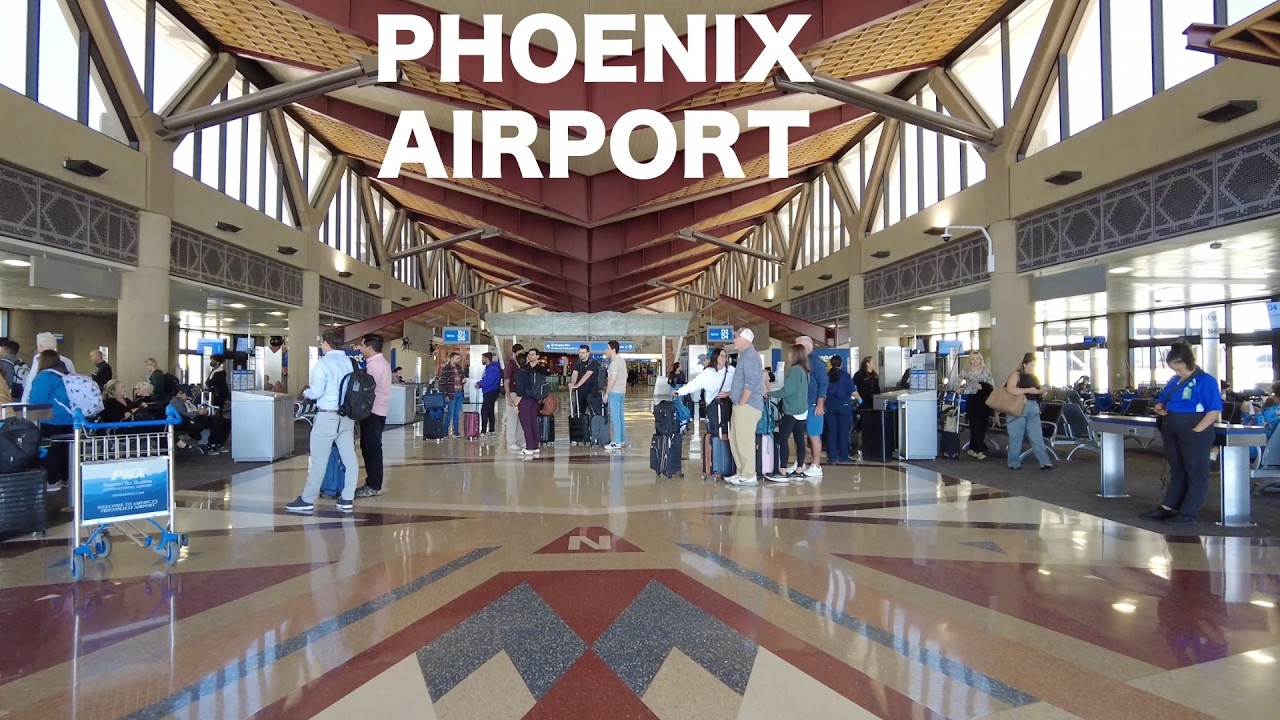 Phoenix Sky Harbor PHX | Aeroporto de - (PHX) | Caminhada no Aeroporto 4K