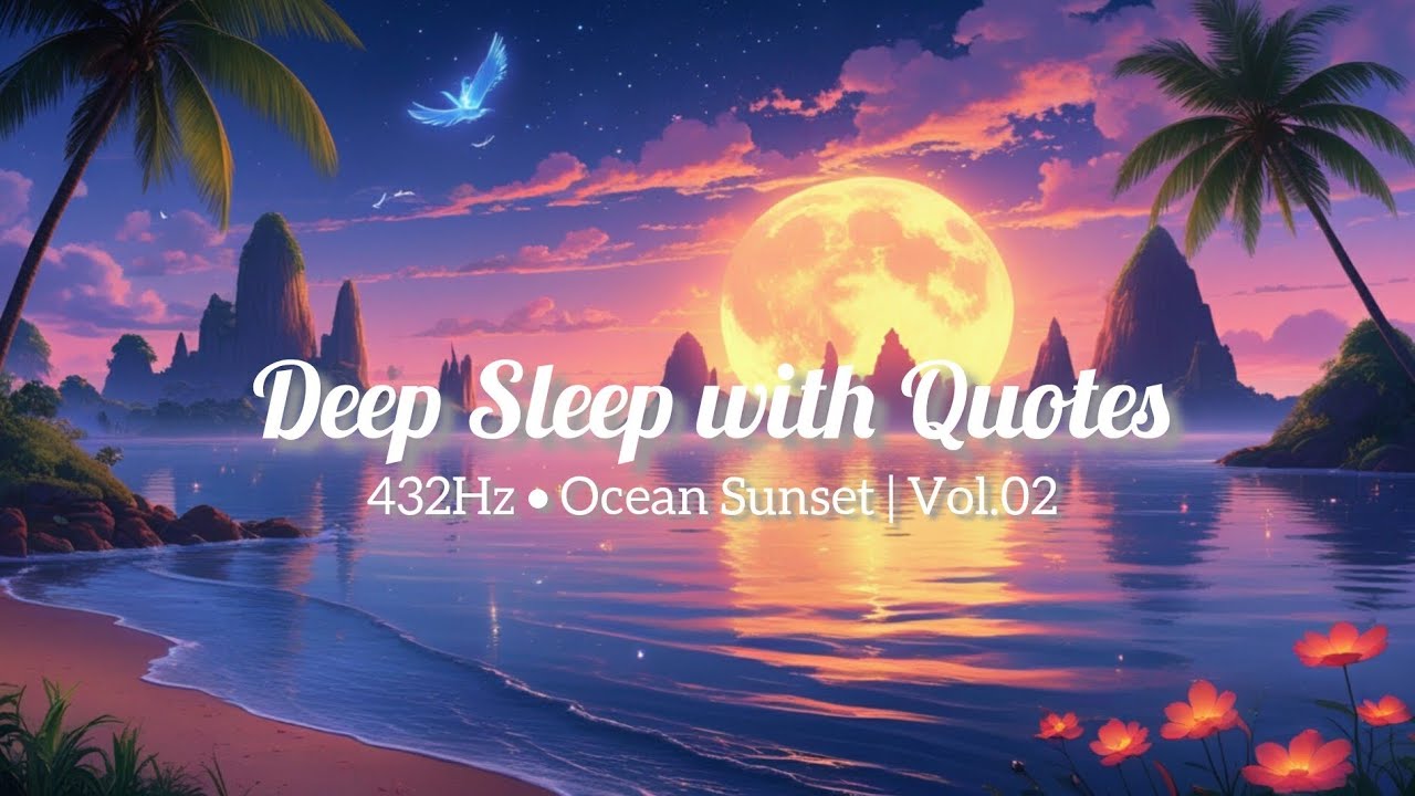 Deep Sleep Music with Quotes – Sunset Ocean Dreams 🌙 | 432Hz Healing Sleep & Relaxing Piano vol.02