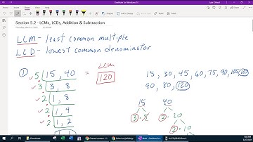 Section 5.2 - Rational Expressions: LCMs, LCDs, Addition and Subtraction