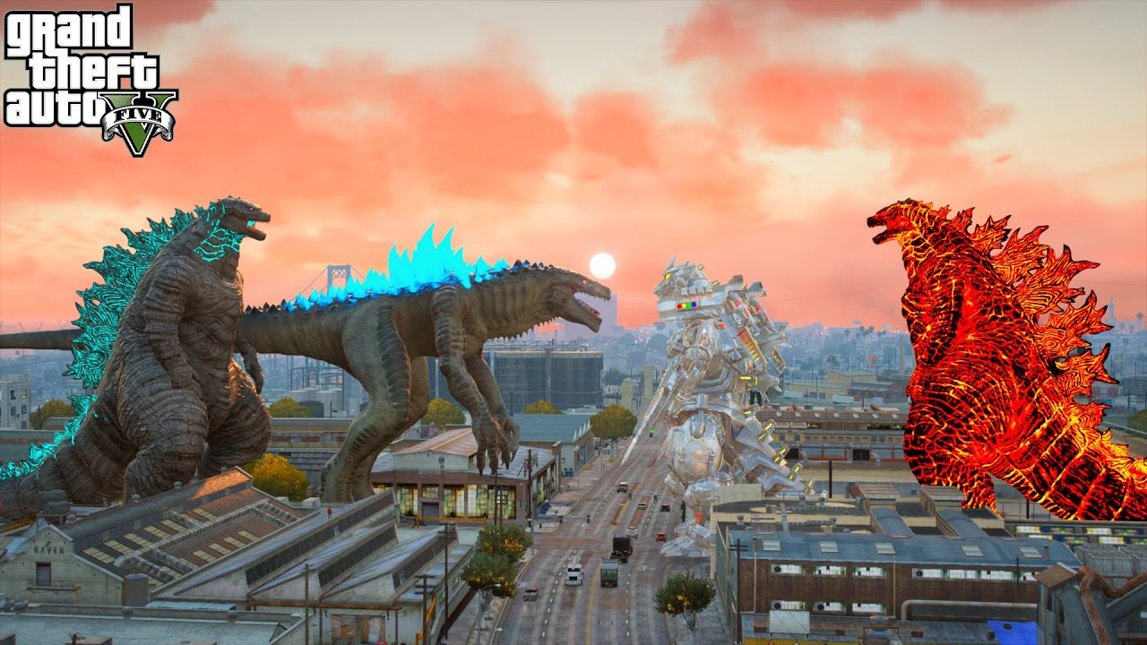 New Zilla Jr and Legendary Godzilla vs atomic godzilla and Kiryu GTA