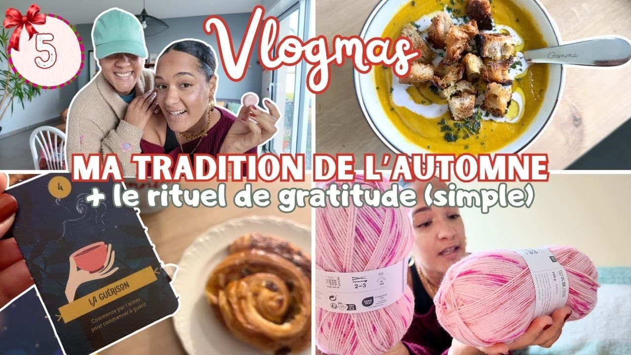 🎄VLOGMAS #5 | Mon repas réconfortant FAVORI de l'automne, pierre de gratitude et NEW projet tricot 🧶