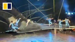 Performer Falls From Net After Trampoline Spring Breaks