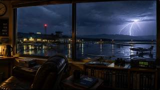 🛩️ Small Airport Weather Office During A Thunderstorm | 12 Hours of Rain, Thunder & Ambient Music screenshot 4
