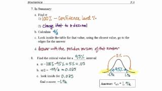 7.1 - part 3 - Summary of Finding Critical Values