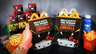 Opening McDonald's Happy Meals for Hello Kitty x Godzilla Toys
