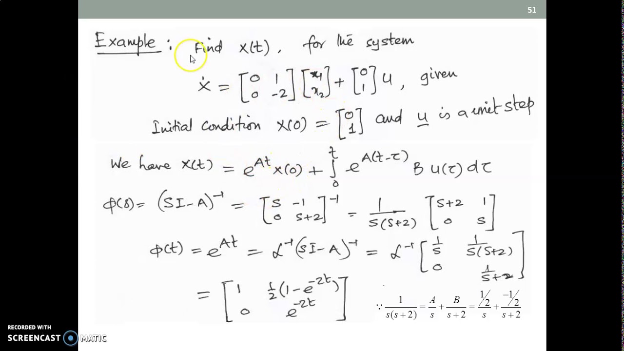 State Space Analysis_Solution of State Equation with an Example - YouTube