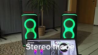 JBL Auracast on partymode and stereo mode compared 50% Volume