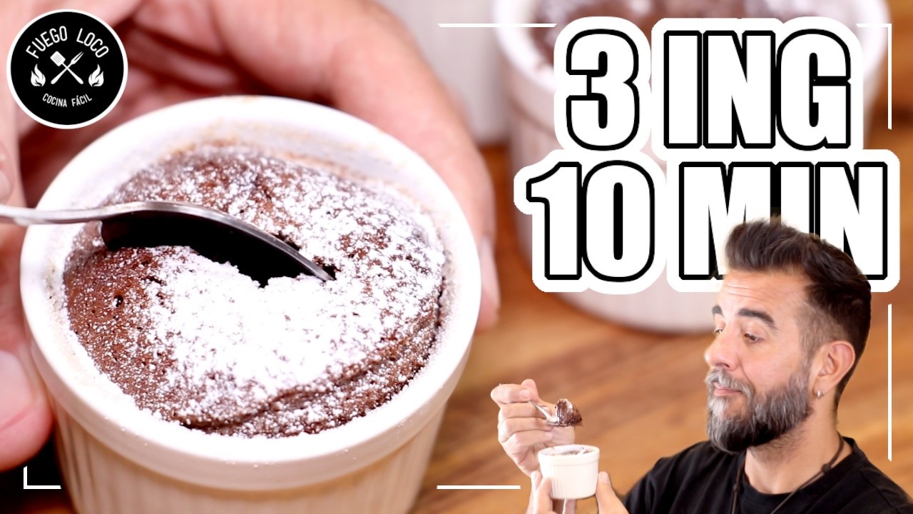 🍫 Postre de Chocolate en 10 Minutos SOLO 3 INGREDIENTES! | Receta Fácil y Esponjosa de Suflé