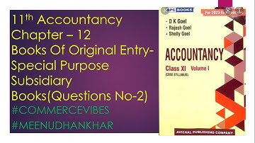 11th Accountancy(Chapter -12)Books Of Original Entry-Special Purpose Subsidiary Books (Questions -2)