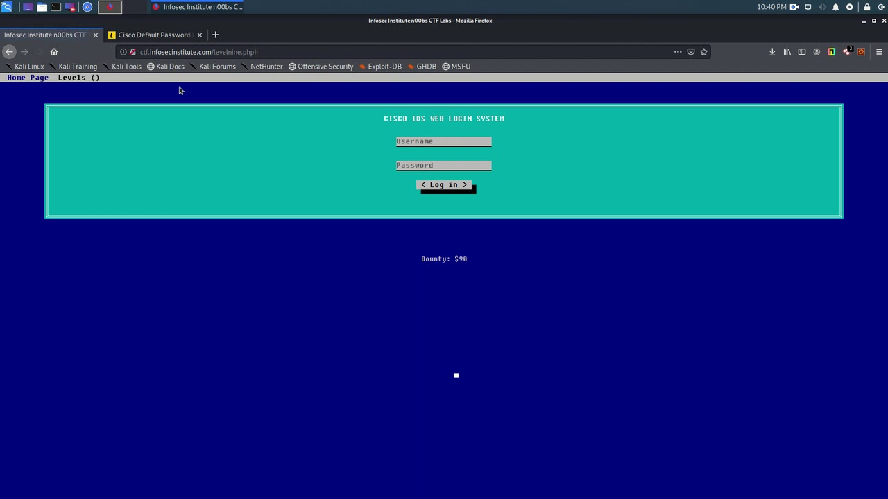 Infosec Institute n00bs CTF Labs Level Nine - YouTube