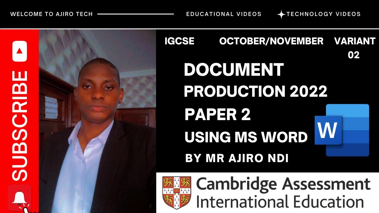 IGCSE ICT (0417/0983) Paper 2 Document Production October November 2022 Variant 02 | Microsoft Word