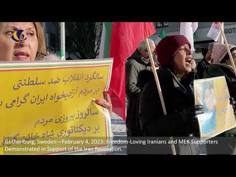 Gothenburg, Sweden—February 4, 2023: MEK Supporters Demonstrated in Support of the Iran Revolution.
