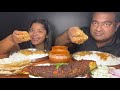 SPICY WHOLE FISH FRY AND FISH CURRY WITH RICE | BIG BITES | MESSY EATING | FOOD EATING VIDEOS