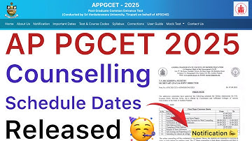 AP PGCET 2025 COUNSELING SCHEDULE DATES RELEASED | AP PGCET NOTIFICATION 2025 