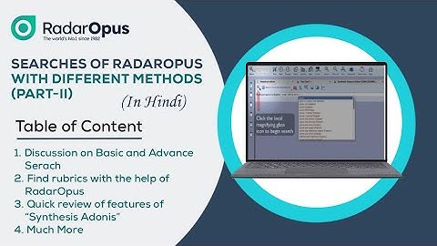 RADAROPUS - QUICK SEARCH, TAKE RUBRICS AND ANALYSIS (VIDEO-2, हिंदी)
