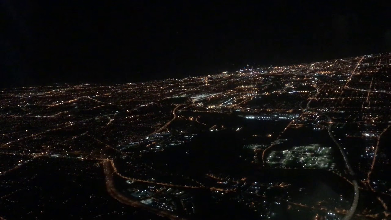 Flying Into Cleveland Ohio At Night Youtube