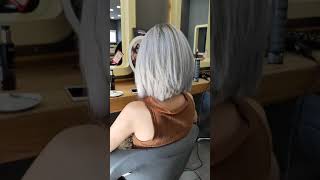 I PAINTED IT SILVER (Hair Color Transformation - How to Color Gray Hair?) #shorts