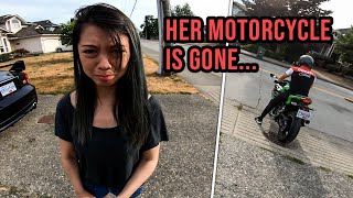 Saying Goodbye to her first Motorcycle... (She cried )
