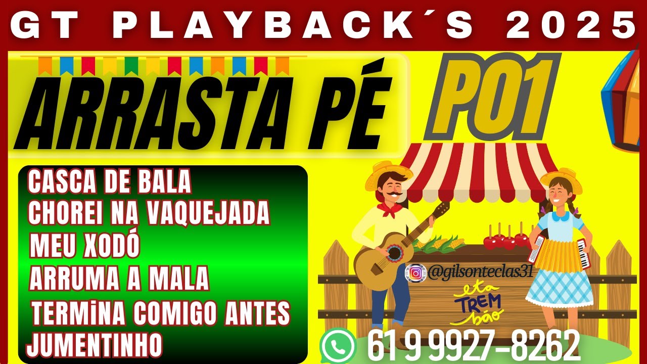 PLAYBACK EM RITIMO DE ARRASTAPÉ - SEQUÊNCIA COM 6 FAIXAS - KARAOKÊ -  COM LETRA.