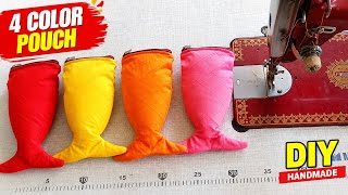 ONLY 1 CUT 😱 Fish Shape Pouch Bag Tutorial ✨ 4 Color Viral Handmade Pouch 🐟