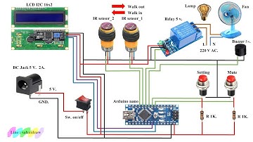 โปรเจค Arduino นับคนเข้าออก ควบคุมการเปิด-ปิดอุปกรณ์ไฟฟ้า พร้อมเสียงแจ้งเตือน (ตั้งจำนวนคนได้)