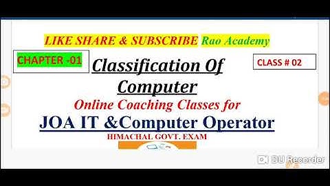 JOA IT  LECT#02 Classification of computers.  Online coaching classes for JOA IT And computer operat