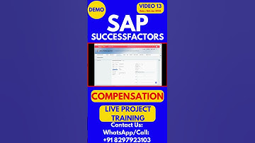 SAP SuccessFactors Compensation Training Online Tutorial Class 13  2025 #sapsuccessfactorstraining