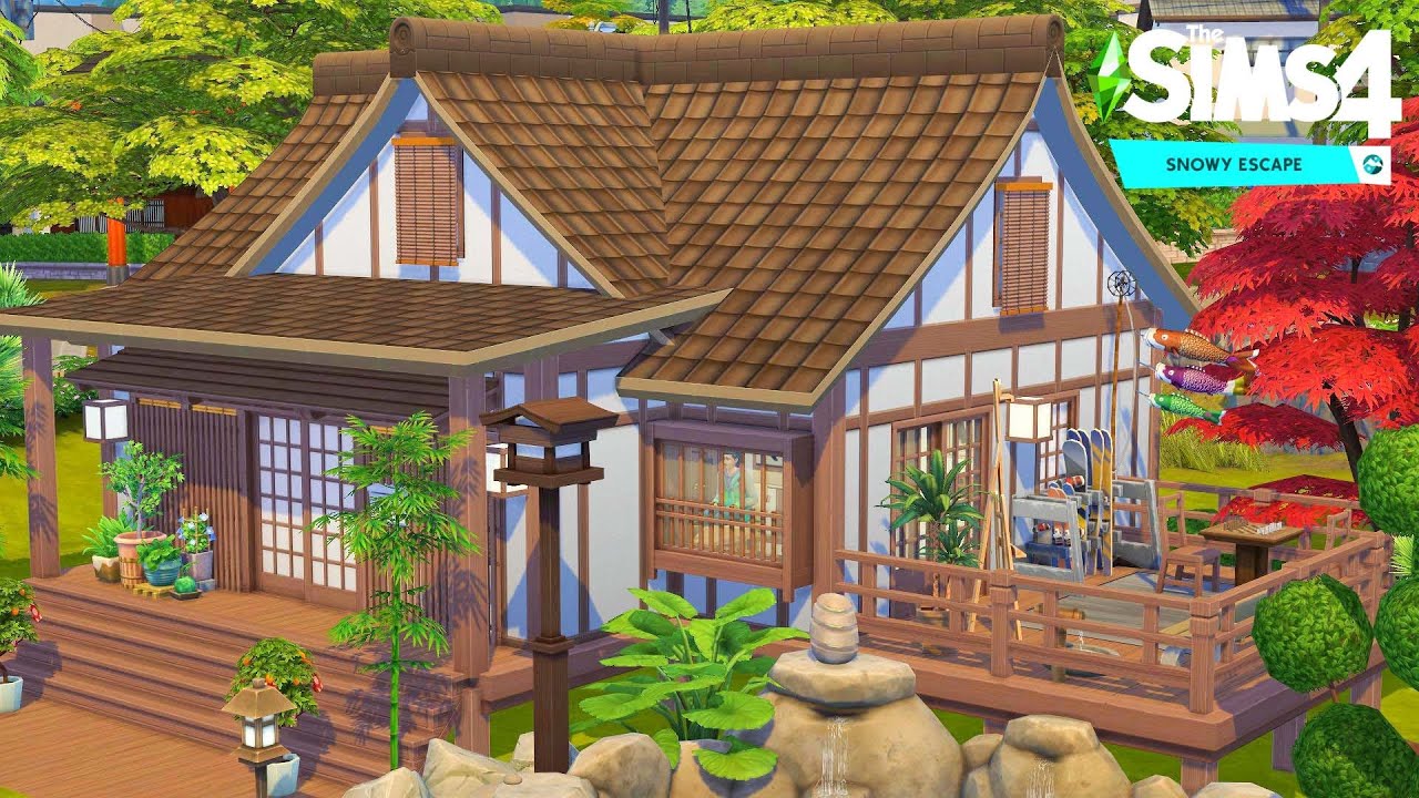 The Sims 4 SNOWY ESCAPE 🌸 Japanase House 🌸 Speed Build - YouTube