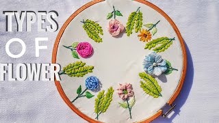 TYPES OF FLOWER | EMBROIDERY STITCHES | TUTORIAL | EMBROIDERY PATTERNS #embroidery #handembroidery