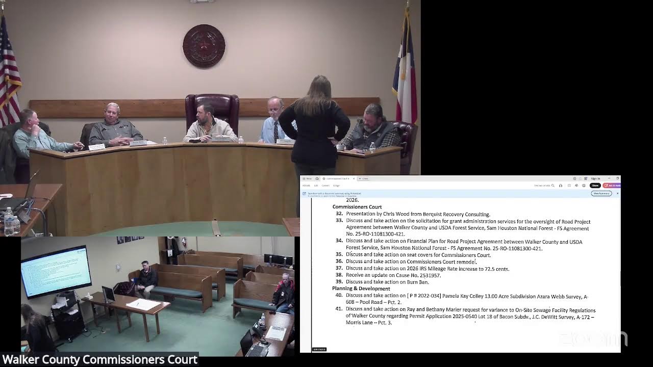 Walker County Commissioners Court Regular Session January 26, 2026