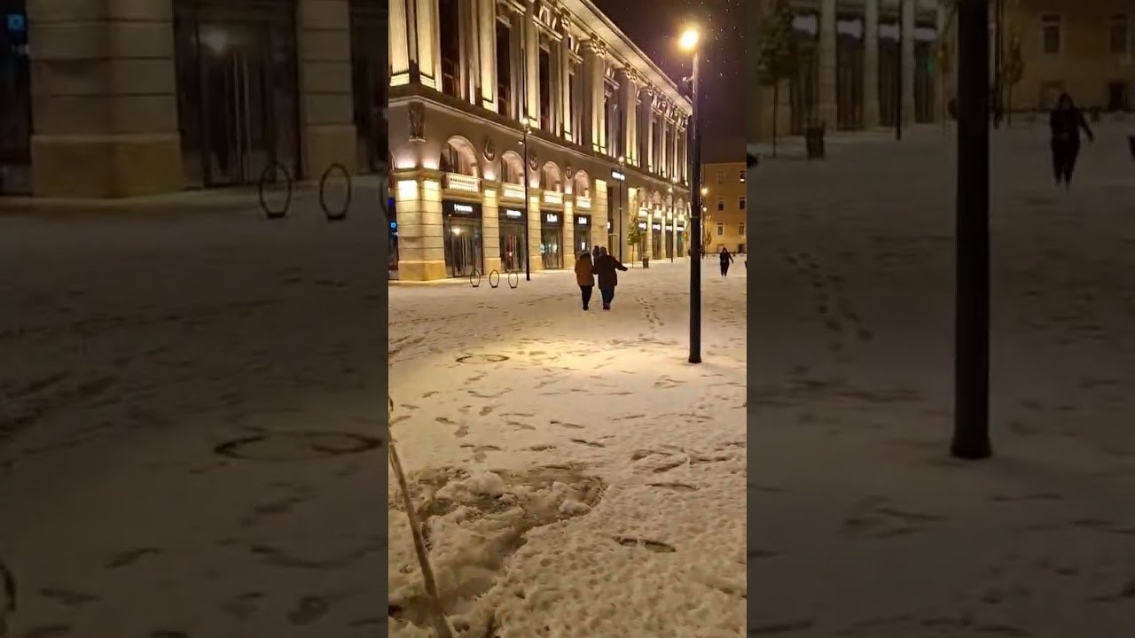 Walk Tour at Blaha Budapest while Snowing